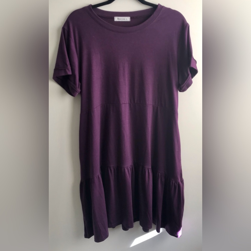 BERRYOU DROP WAIST TIERED T-SHIRT DRESS